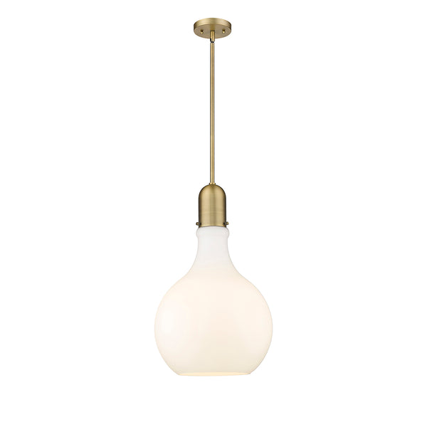 Amherst Pendant shown in the Brushed Brass finish with a Matte White shade
