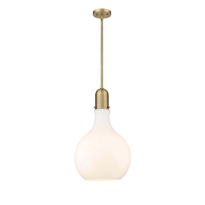 Amherst Pendant shown in the Brushed Brass finish with a Matte White shade