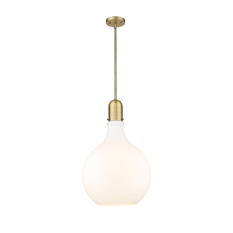 Amherst Pendant shown in the Brushed Brass finish with a Matte White shade