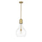 Amherst Mini Pendant shown in the Brushed Brass finish with a Clear shade