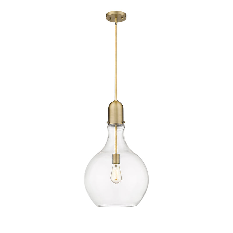 Amherst Pendant shown in the Brushed Brass finish with a Clear shade