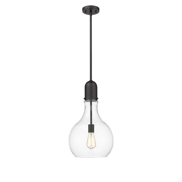 Amherst Mini Pendant shown in the Matte Black finish with a Clear shade