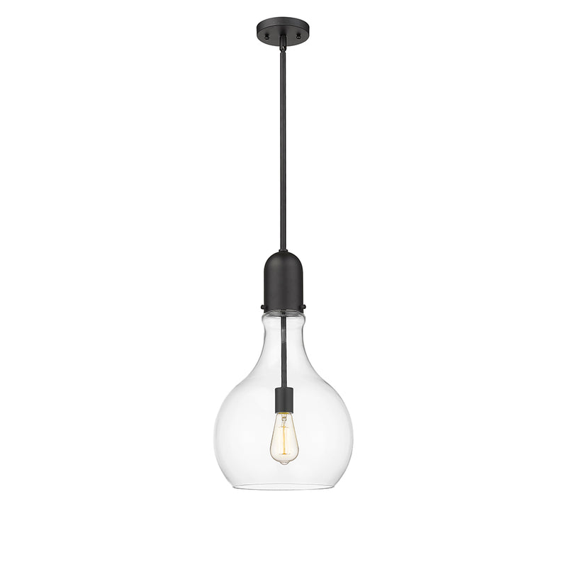 Amherst Mini Pendant shown in the Matte Black finish with a Clear shade