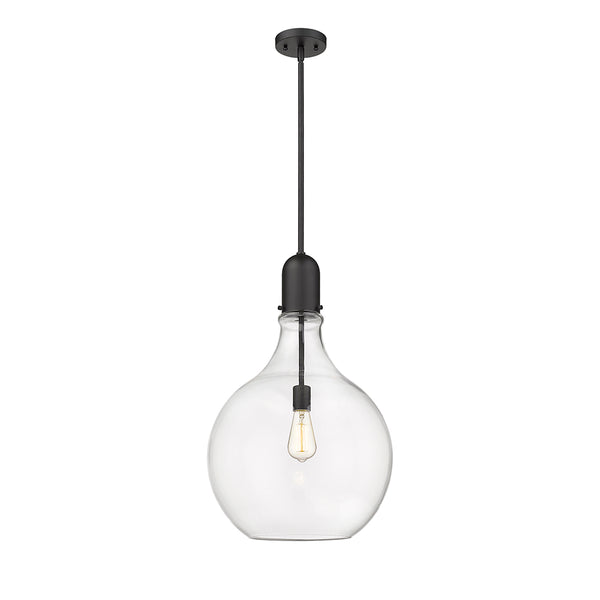 Amherst Pendant shown in the Matte Black finish with a Clear shade