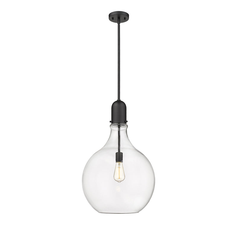 Amherst Pendant shown in the Matte Black finish with a Clear shade