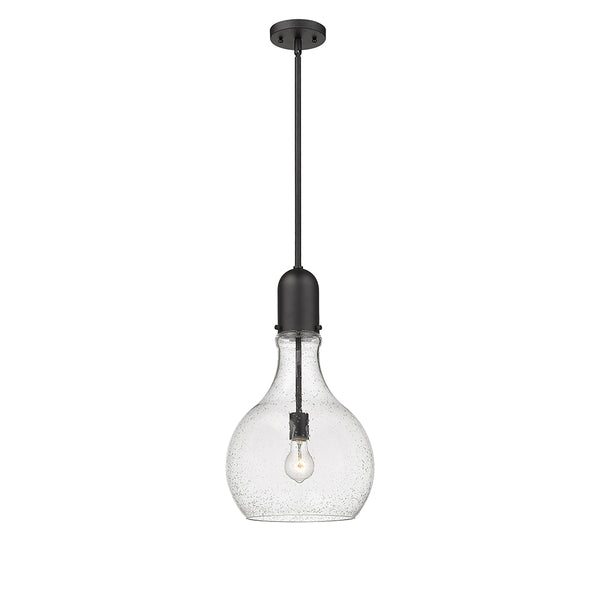 Amherst Mini Pendant shown in the Matte Black finish with a Seedy shade