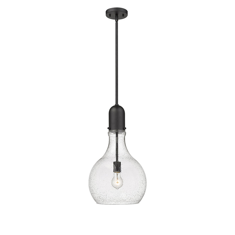 Amherst Mini Pendant shown in the Matte Black finish with a Seedy shade