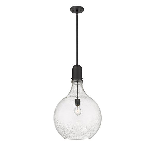 Amherst Pendant shown in the Matte Black finish with a Seedy shade