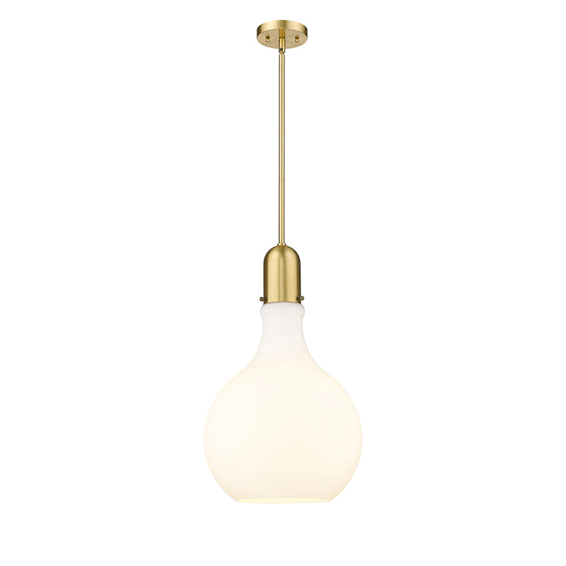 Amherst Pendant shown in the Satin Gold finish with a Matte White shade