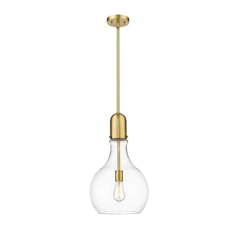 Amherst Mini Pendant shown in the Satin Gold finish with a Clear shade