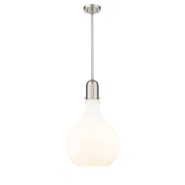 Amherst Pendant shown in the Brushed Satin Nickel finish with a Matte White shade