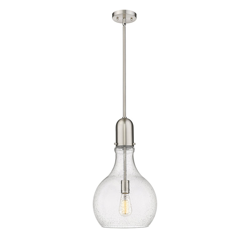 Amherst Mini Pendant shown in the Brushed Satin Nickel finish with a Seedy shade