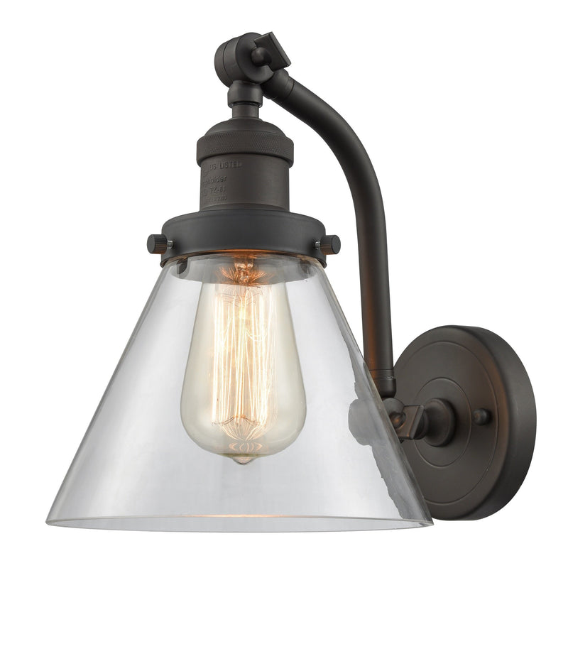 Innovations Lighting Large Cone 1-100 watt 8 inch Oil Rubbed Bronze Sconce  Clear glass   180 Degree Adjustable Swivels 5151WOBG42