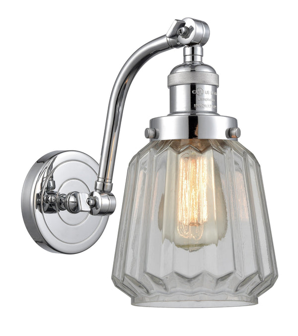 Innovations Lighting Chatham 1-100 watt 6 inch Polished Chrome Sconce Clear Fluted glass  180 Degree Swivels 5151WPCG142