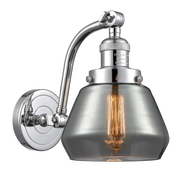 Innovations Lighting Fulton 1-100 watt 7 inch Polished Chrome Sconce  Smoked glass   180 Degree Adjustable Swivels 5151WPCG173