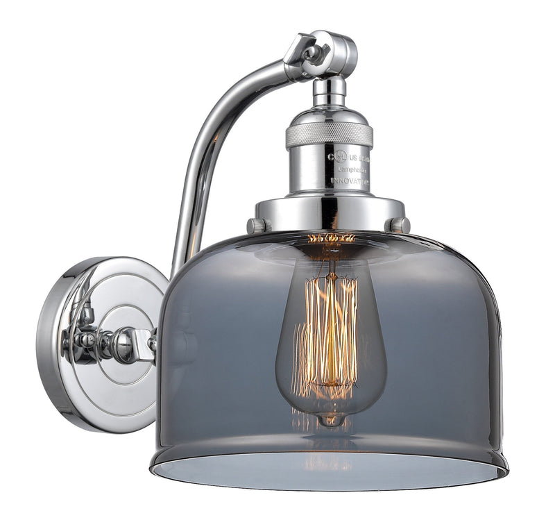 Innovations Lighting Large Bell 1-100 watt 8 inch Polished Chrome Sconce Smoked glass 180 Degree Adjustable Swivels 5151WPCG73