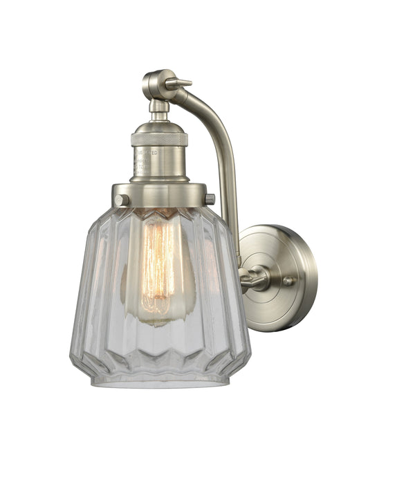 Innovations Lighting Chatham 1-100 watt 6 inch Brushed Satin Nickel Sconce Clear Fluted Glass  180 Degree Adjustable Swivels 5151WSNG142