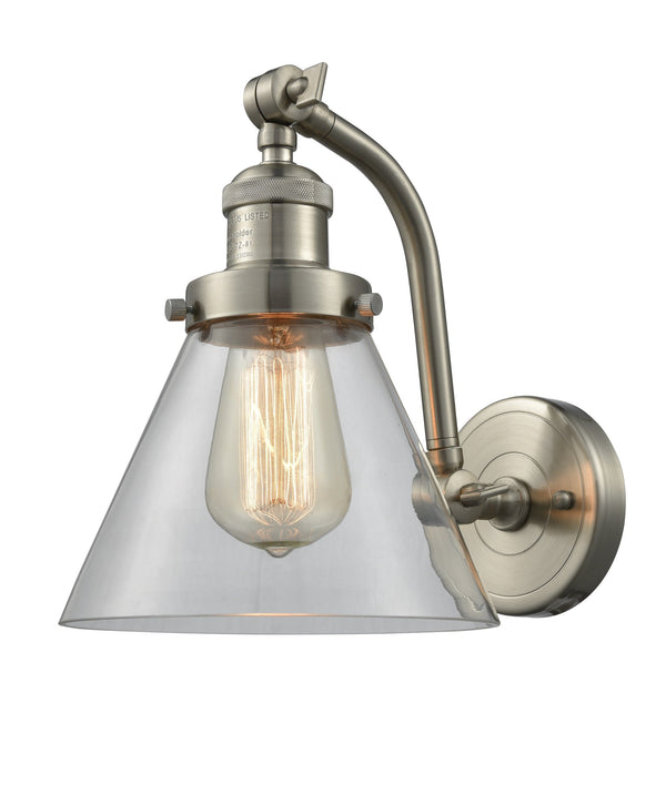 Innovations Lighting Large Cone 1-100 watt 8 inch Brushed Satin Nickel Sconce Clear glass 180 Degree Swivels 5151WSNG42