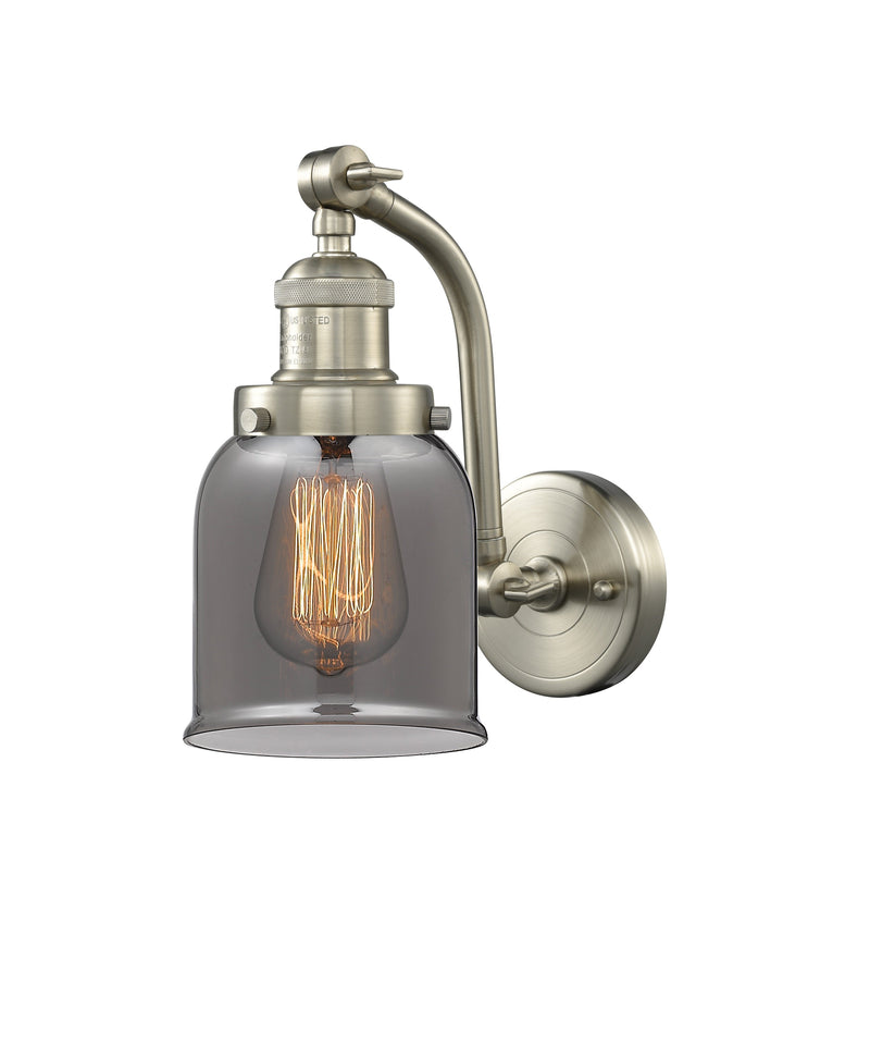 Innovations Lighting Small Bell 1-100 watt 5 inch Brushed Satin Nickel Sconce Smoked Glass  180 Degree Adjustable Swivels 5151WSNG53