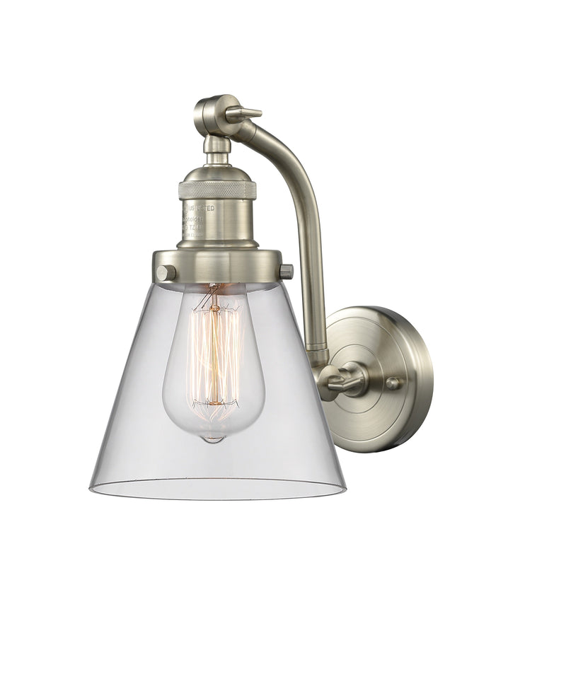Innovations Lighting Small Cone 1-100 watt 6.5 inch Brushed Satin Nickel Sconce Clear Glass  180 Degree Adjustable Swivels 5151WSNG62