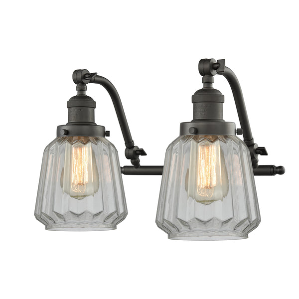 Chatham Bath Vanity Light shown in the Oil Rubbed Bronze finish with a Clear shade