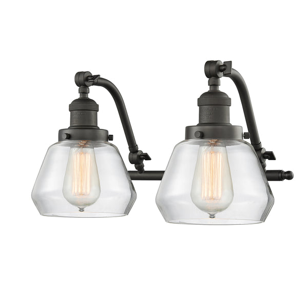 Fulton Bath Vanity Light shown in the Oil Rubbed Bronze finish with a Clear shade
