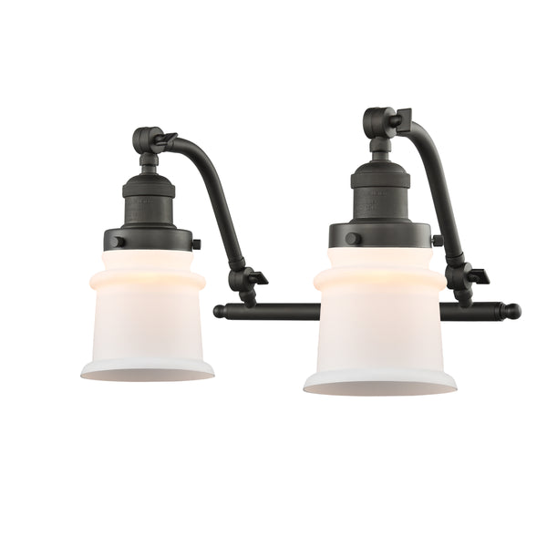 Canton Bath Vanity Light shown in the Oil Rubbed Bronze finish with a Matte White shade