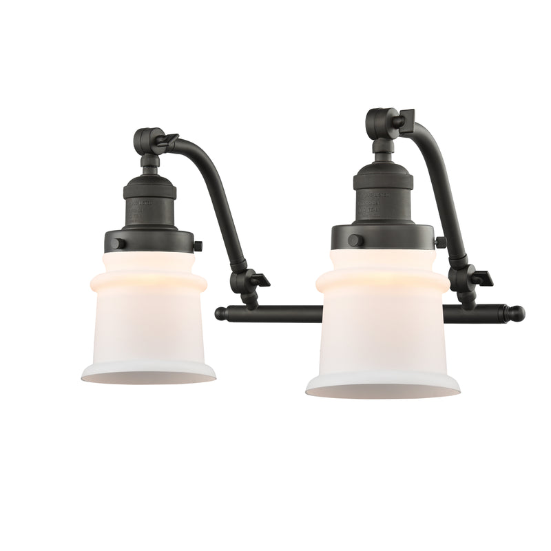 Canton Bath Vanity Light shown in the Oil Rubbed Bronze finish with a Matte White shade