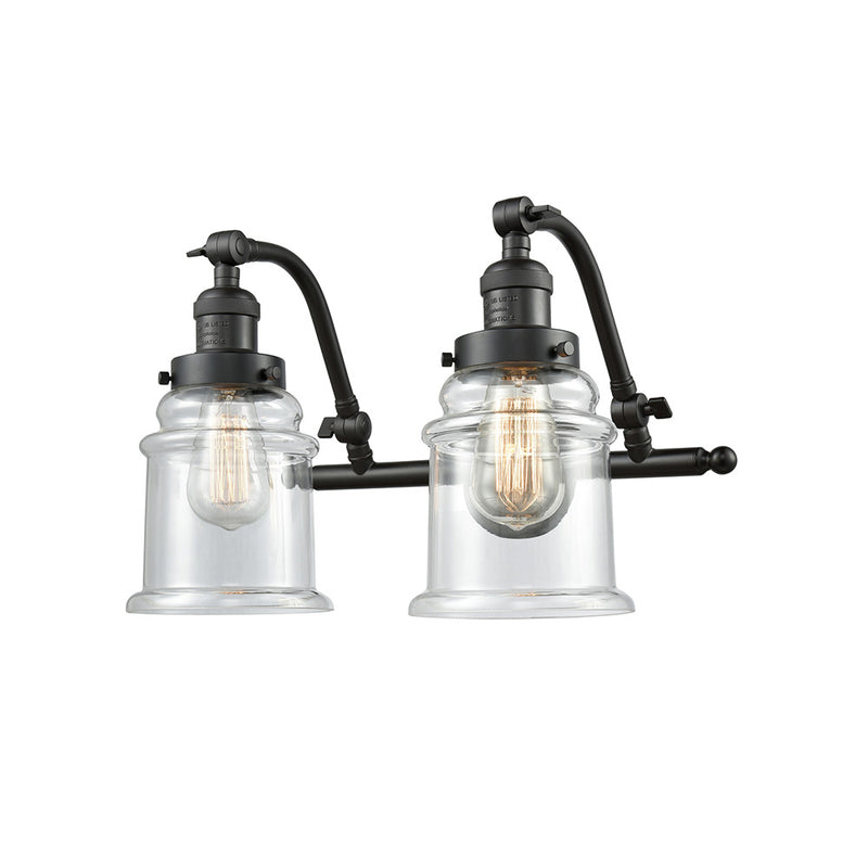 Canton Bath Vanity Light shown in the Oil Rubbed Bronze finish with a Clear shade