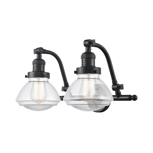 Olean Bath Vanity Light shown in the Oil Rubbed Bronze finish with a Clear shade