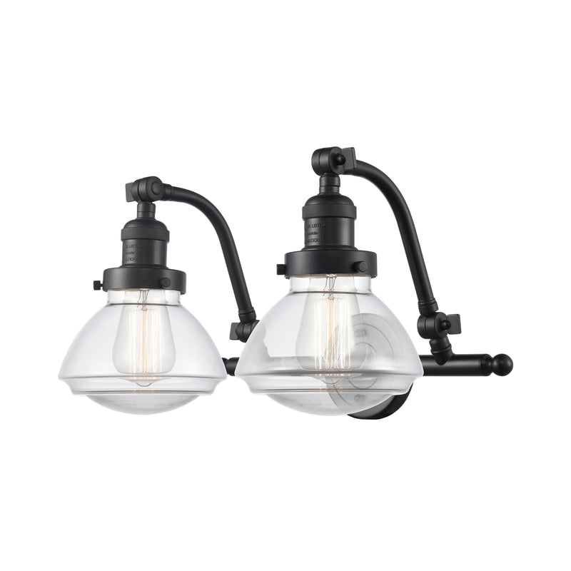 Olean Bath Vanity Light shown in the Oil Rubbed Bronze finish with a Clear shade