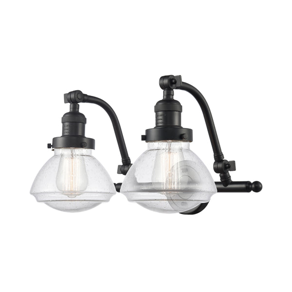 Olean Bath Vanity Light shown in the Oil Rubbed Bronze finish with a Seedy shade
