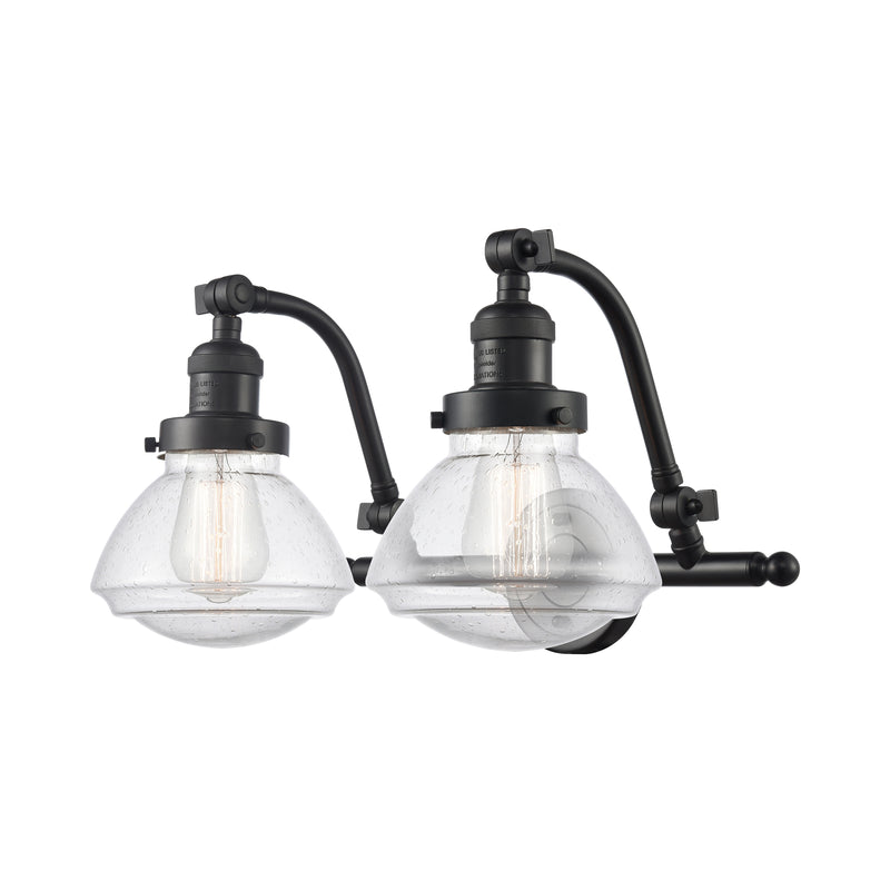 Olean Bath Vanity Light shown in the Oil Rubbed Bronze finish with a Seedy shade