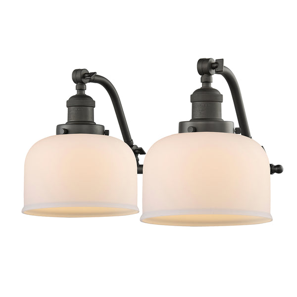Bell Bath Vanity Light shown in the Oil Rubbed Bronze finish with a Matte White shade