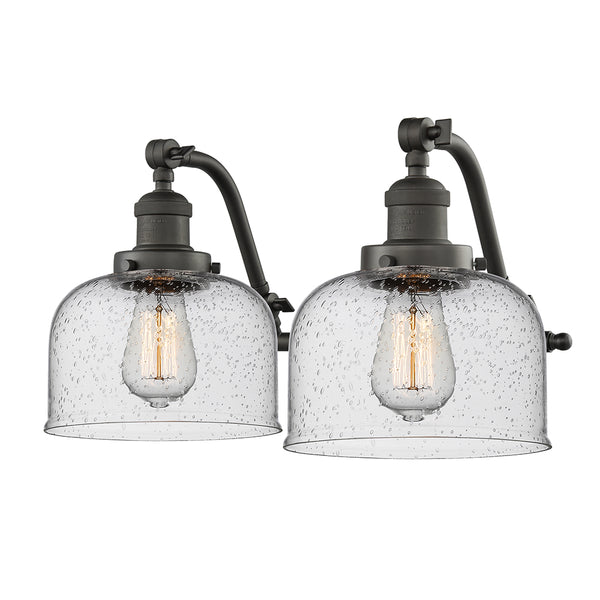 Bell Bath Vanity Light shown in the Oil Rubbed Bronze finish with a Seedy shade