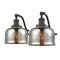 Bell Bath Vanity Light shown in the Oil Rubbed Bronze finish with a Silver Plated Mercury shade