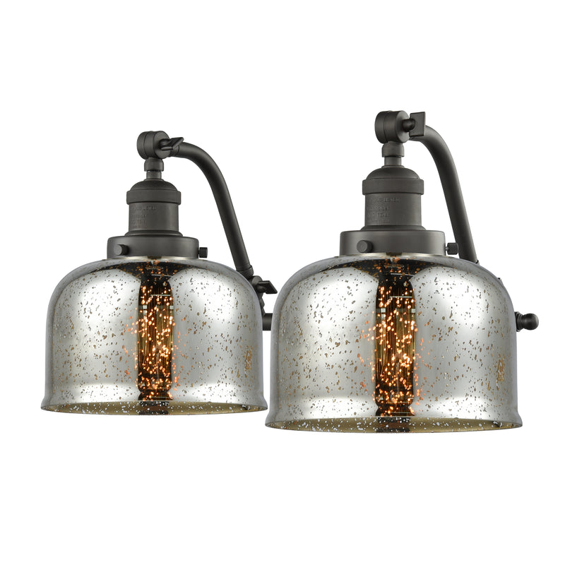 Bell Bath Vanity Light shown in the Oil Rubbed Bronze finish with a Silver Plated Mercury shade