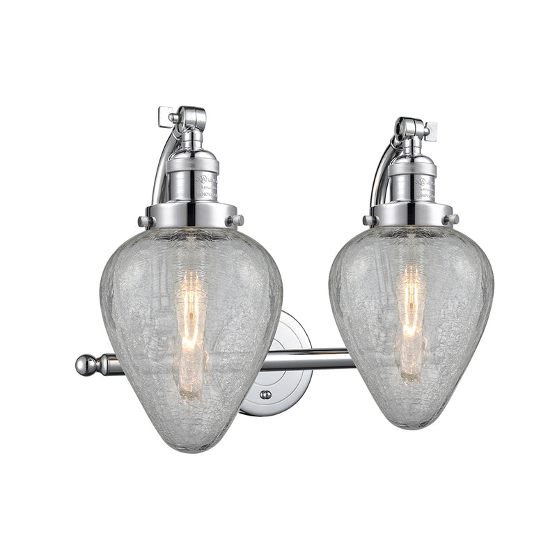 Geneseo Bath Vanity Light shown in the Polished Chrome finish with a Clear Crackled shade