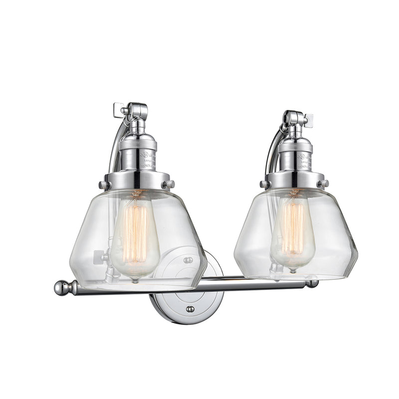 Fulton Bath Vanity Light shown in the Polished Chrome finish with a Clear shade