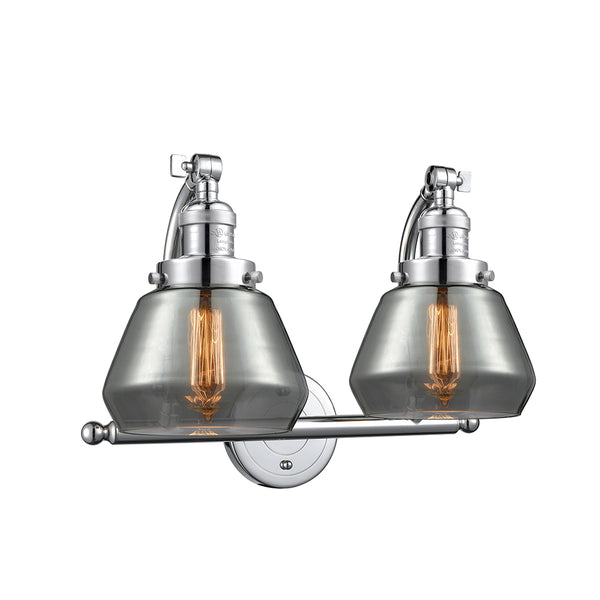 Fulton Bath Vanity Light shown in the Polished Chrome finish with a Plated Smoke shade
