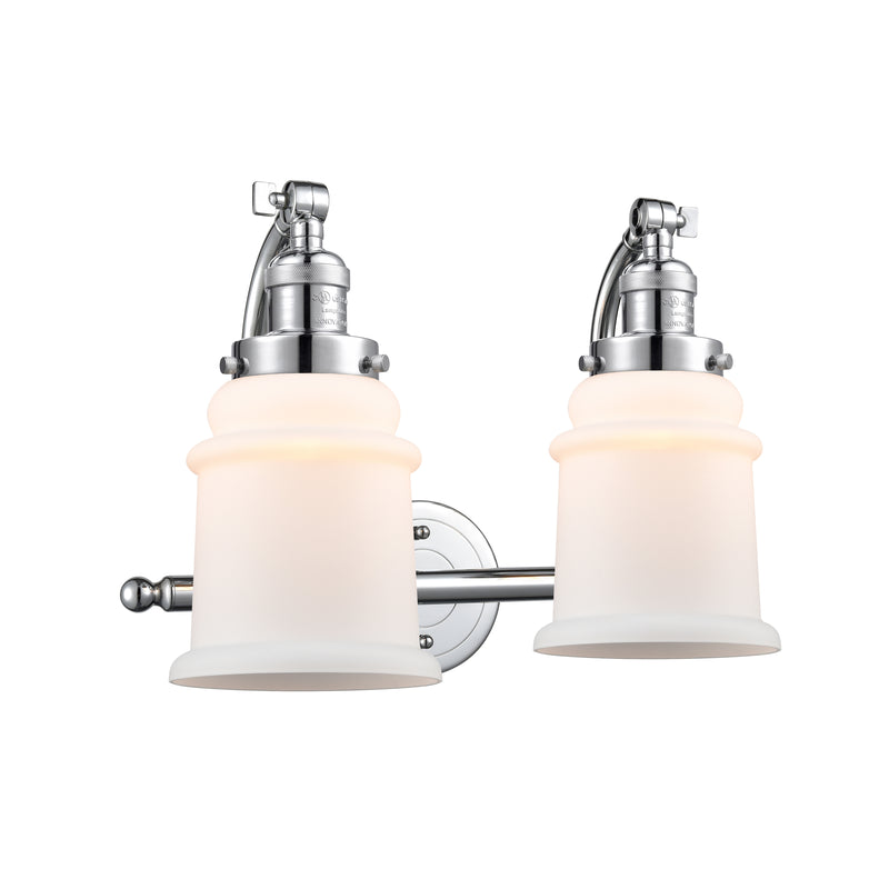 Canton Bath Vanity Light shown in the Polished Chrome finish with a Matte White shade