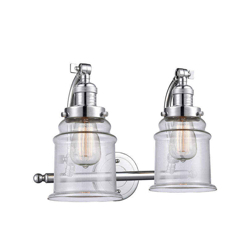 Canton Bath Vanity Light shown in the Polished Chrome finish with a Clear shade