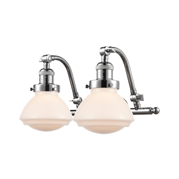 Olean Bath Vanity Light shown in the Polished Chrome finish with a Matte White shade