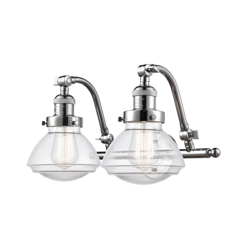 Olean Bath Vanity Light shown in the Polished Chrome finish with a Clear shade