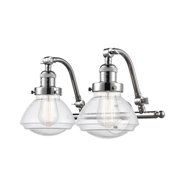 Olean Bath Vanity Light shown in the Polished Chrome finish with a Seedy shade
