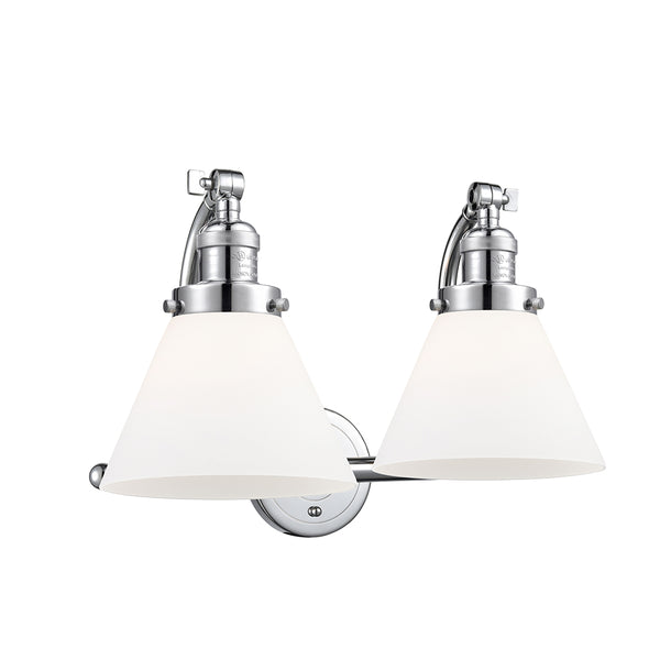 Cone Bath Vanity Light shown in the Polished Chrome finish with a Matte White shade