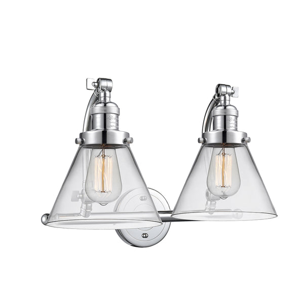 Cone Bath Vanity Light shown in the Polished Chrome finish with a Clear shade
