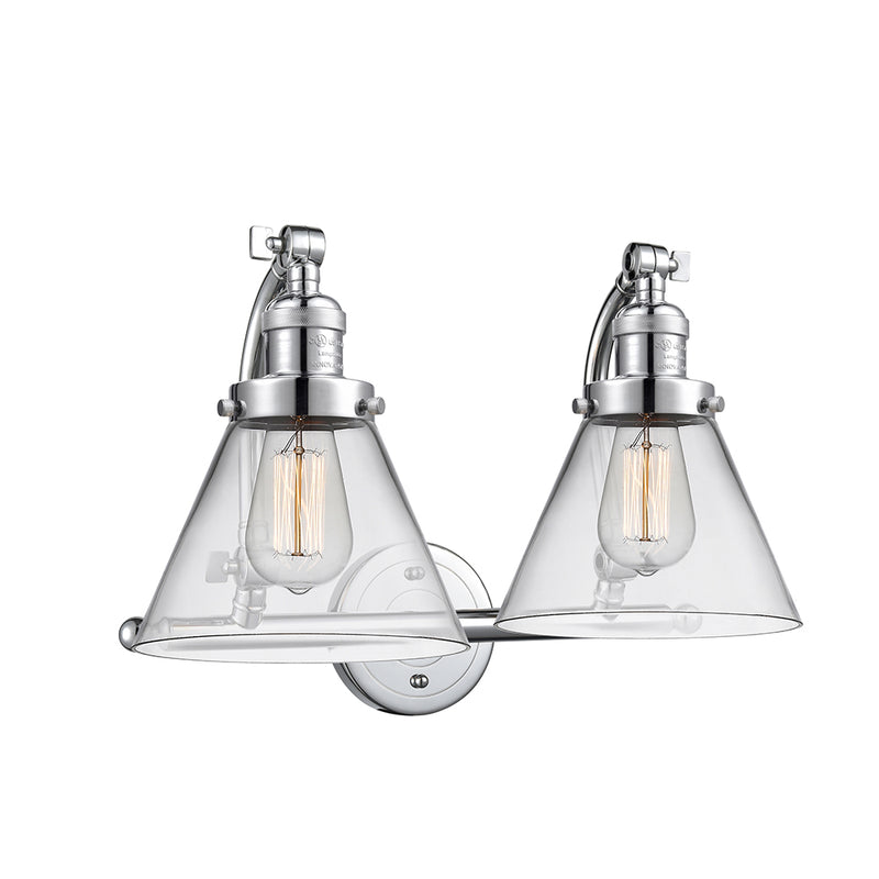 Cone Bath Vanity Light shown in the Polished Chrome finish with a Clear shade