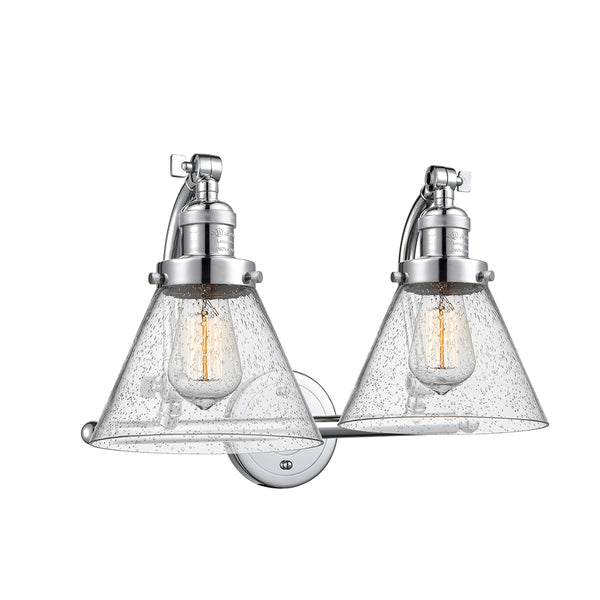 Cone Bath Vanity Light shown in the Polished Chrome finish with a Seedy shade