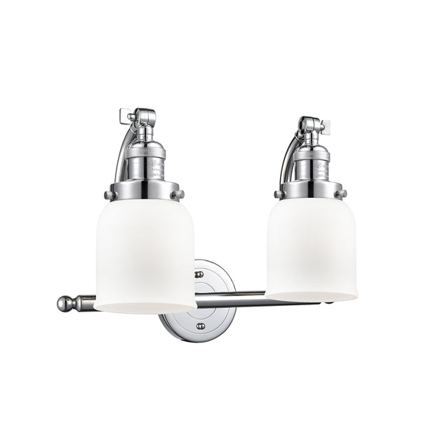 Bell Bath Vanity Light shown in the Polished Chrome finish with a Matte White shade